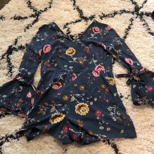 navy floral romper